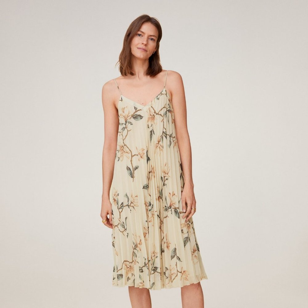 Mango pleated floral dress